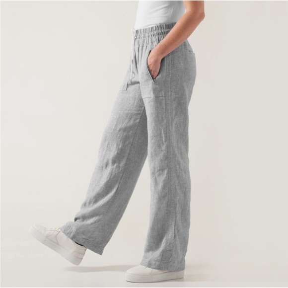 Athleta Cabo Linen Wide Leg Pant Grey Size 6 - Picture 2 of 12